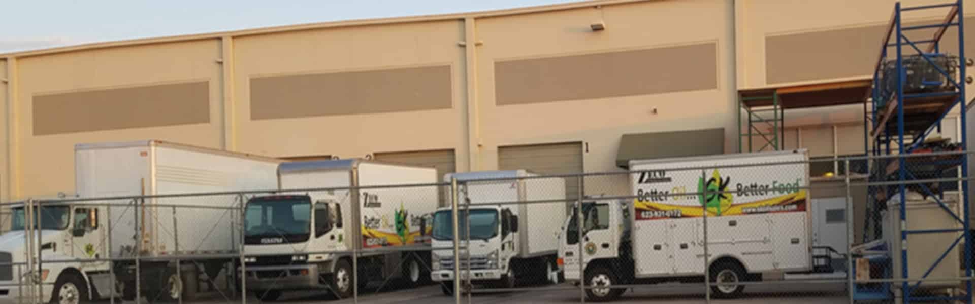 SK Oil Sales Warehouse with Four Trucks